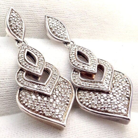 Authentic! John Hardy JH Silver Naga Diamond Heart Earrings - Picture 9 of 12